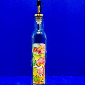 NEW… Hand-Painted Oil and Vinegar Glass Bottle w/ Stopper, Great Gift!!